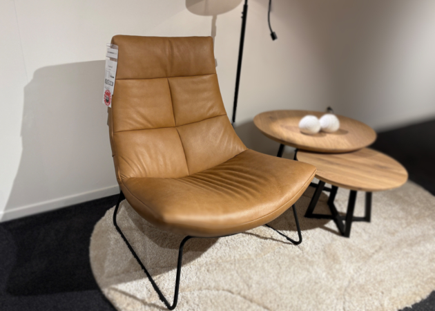 Fauteuil Rebound in leder Granada Sahara