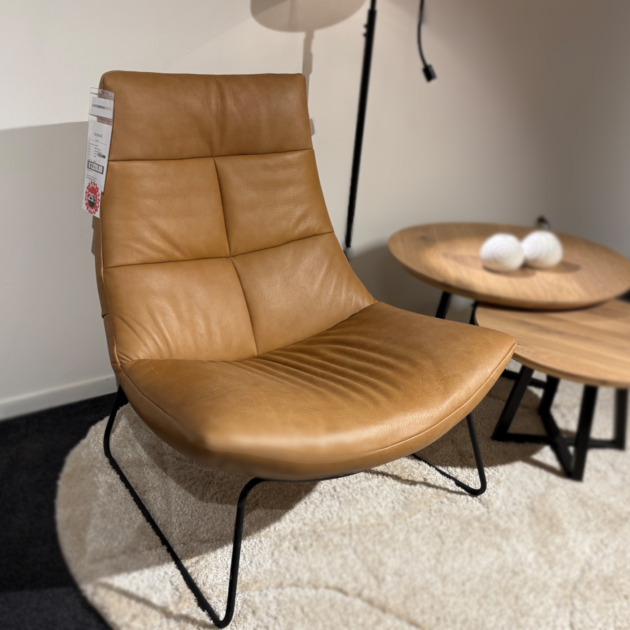 Fauteuil Rebound in leder Granada Sahara