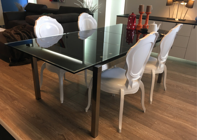 	set van 4 stoelen Lodewijk hggl. wit	